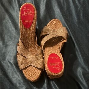 Christian Louboutin Gold Women's Shoes Sandals Espadrilles